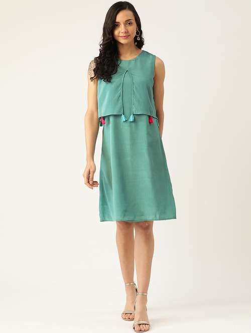 women solid sleeveless layered dress - 21720322 -  Standard Image - 0