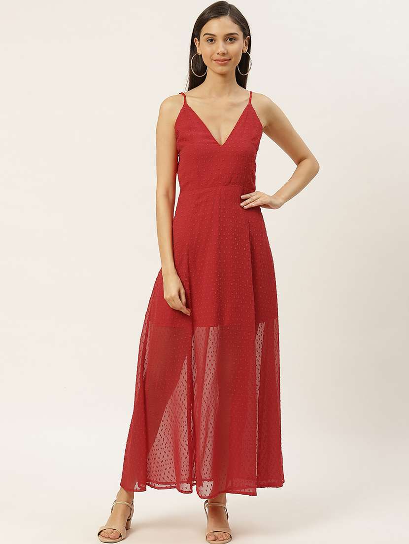 women slef designed shoulder strap a-line dress