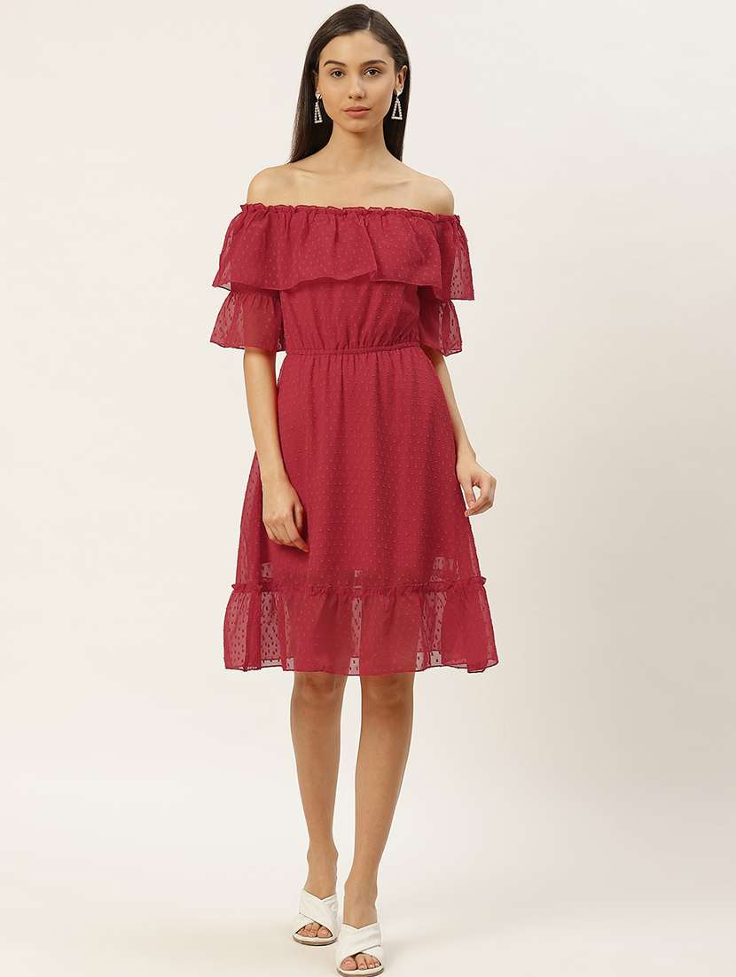 women self designed ruffled sleeves tiered dress