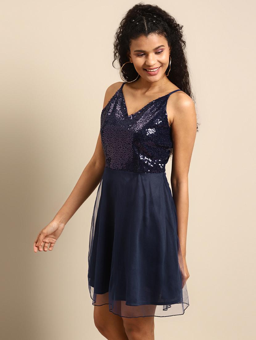 women embellished shoulder strap a-line dress - 21720342 - Standard Image - 2