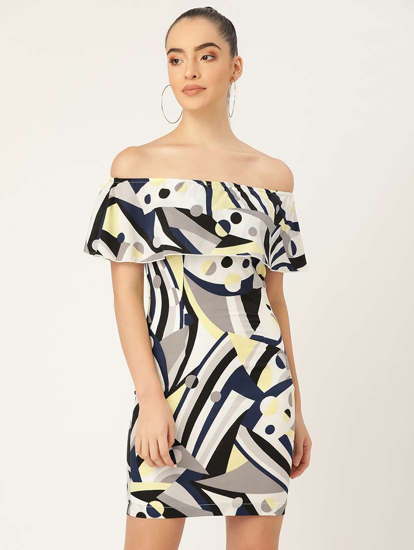 women printed off shoulder bodycon dress - 21720350 -  Zoom Image - 0