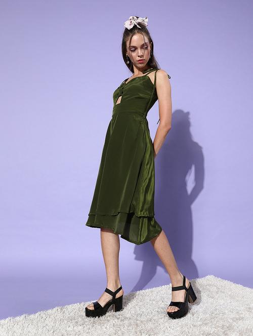 women solid shoulder strap layered dress - 21720357 - Standard Image - 0