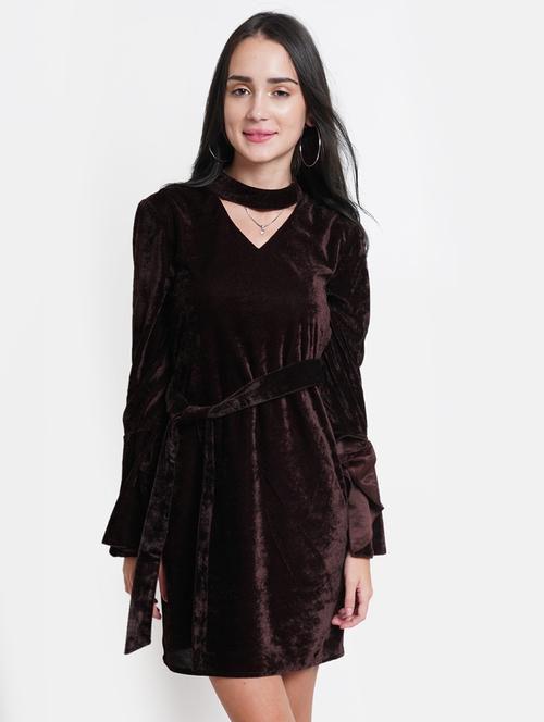brown solid sheath dress - 21720381 -  Standard Image - 0