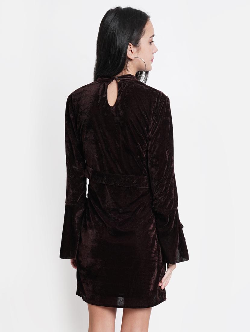 brown solid sheath dress - 21720381 - Standard Image - 2