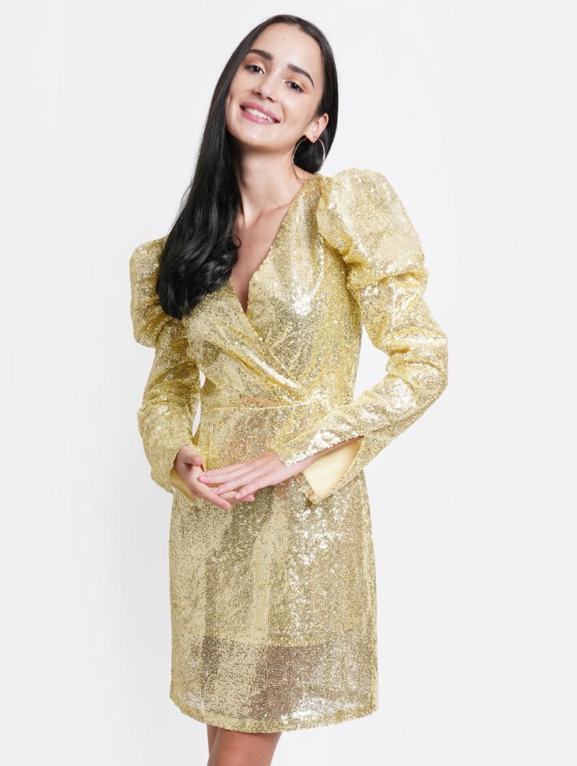 women overlap neck sequined sheath dress - 21720387 -  Zoom Image - 0