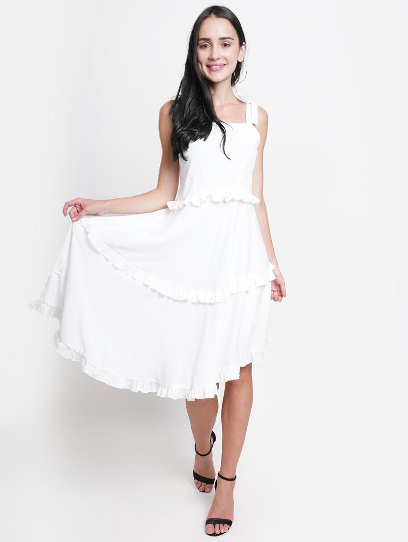 women solid sleeveless tiered dress - 21720388 -  Zoom Image - 0