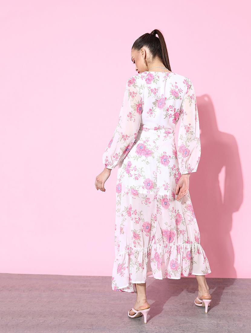 women floral print high slit dress - 21720391 - Standard Image - 2