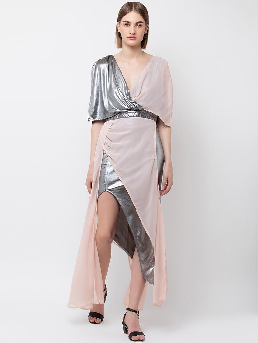 women color block high slit dress - 21720394 -  Zoom Image - 0