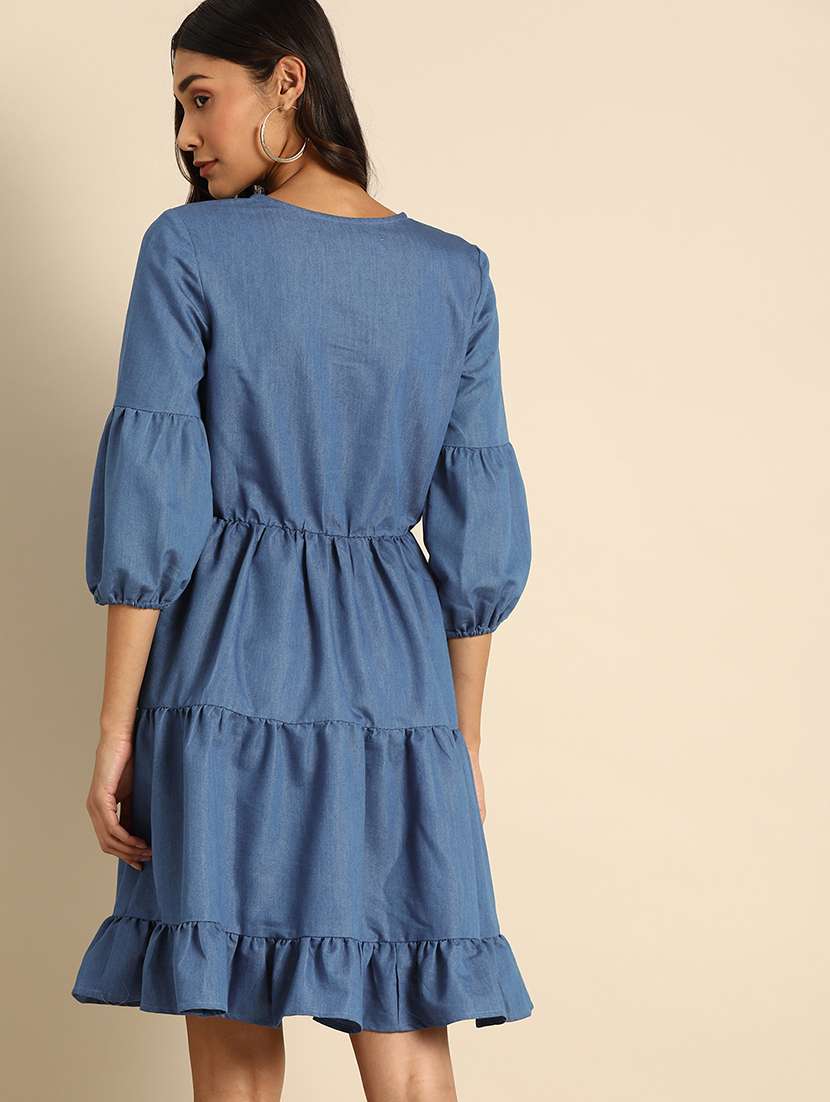 women solid sleeveless tiered dress - 21720396 -  Standard Image - 2