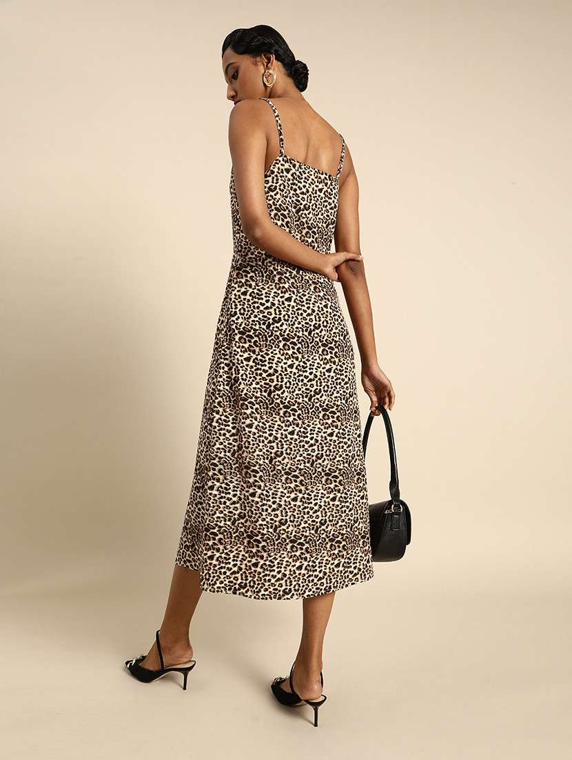 women shoulder strap animal printed a-line dress - 21720401 -  Standard Image - 2
