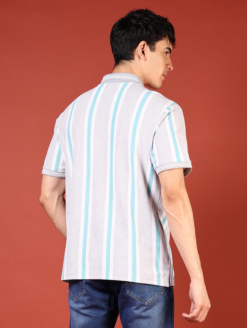 men striped short sleeve regular fit polo t-shirt - 21720449 - Standard Image - 2