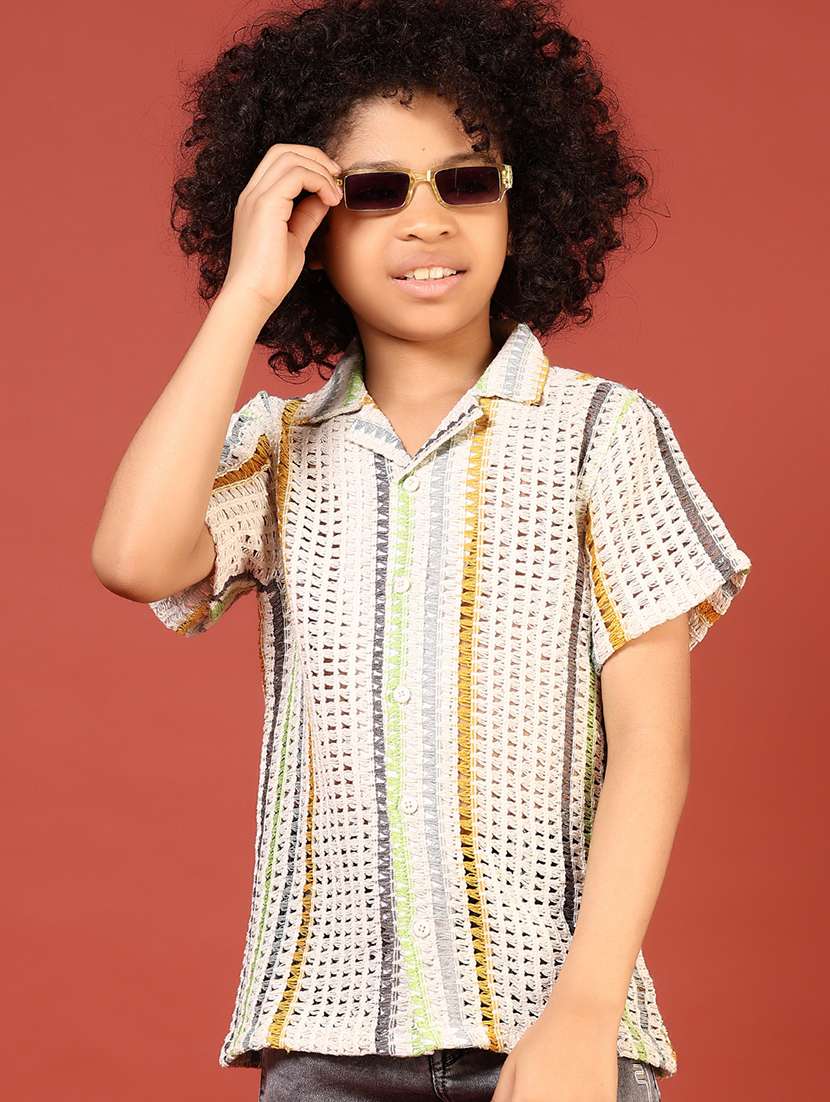 boys self designed cuban collaerd shirt - 21720478 - Zoom Image - 0