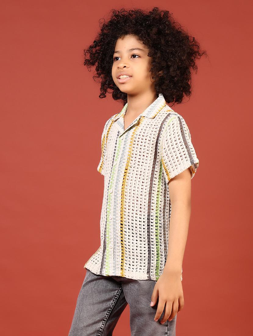 boys self designed cuban collaerd shirt - 21720478 - Standard Image - 2
