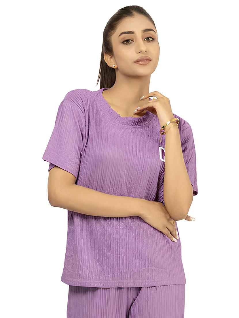 women solid top and palazzo co-ord set - 21720649 - Standard Image - 2