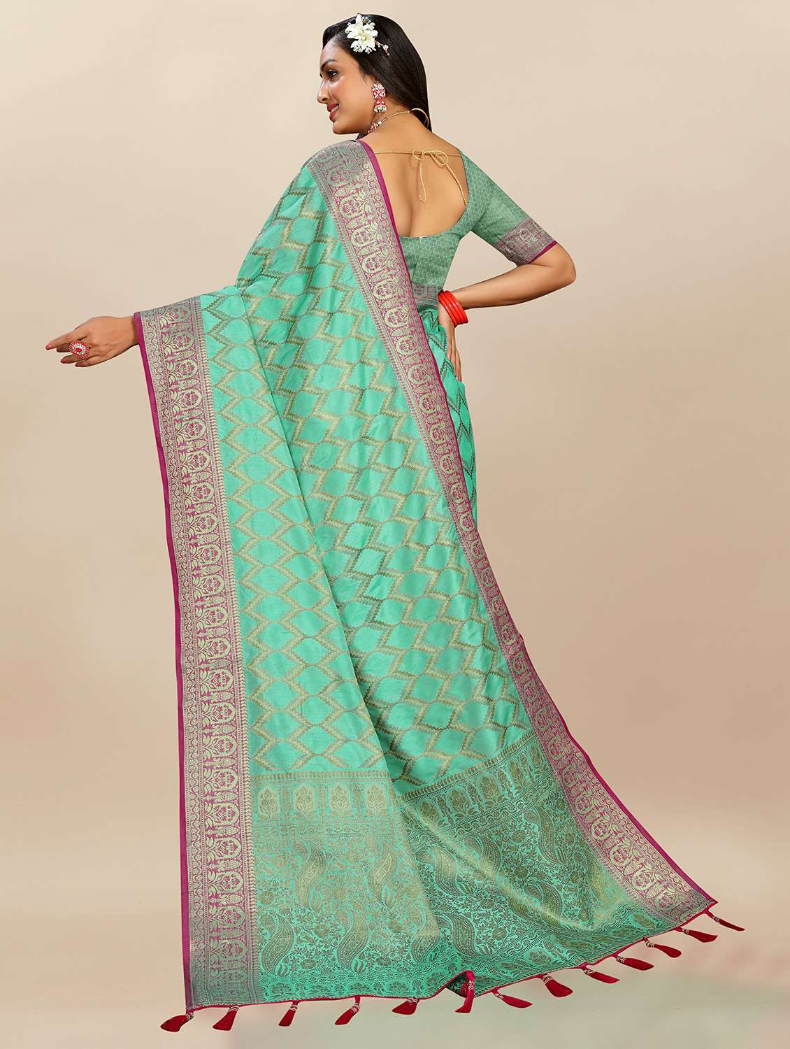 women self design banarasi saree with blouse - 21720792 -  Standard Image - 2