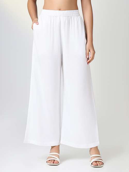 women solid mid rise palazzo - 21720820 -  Standard Image - 0