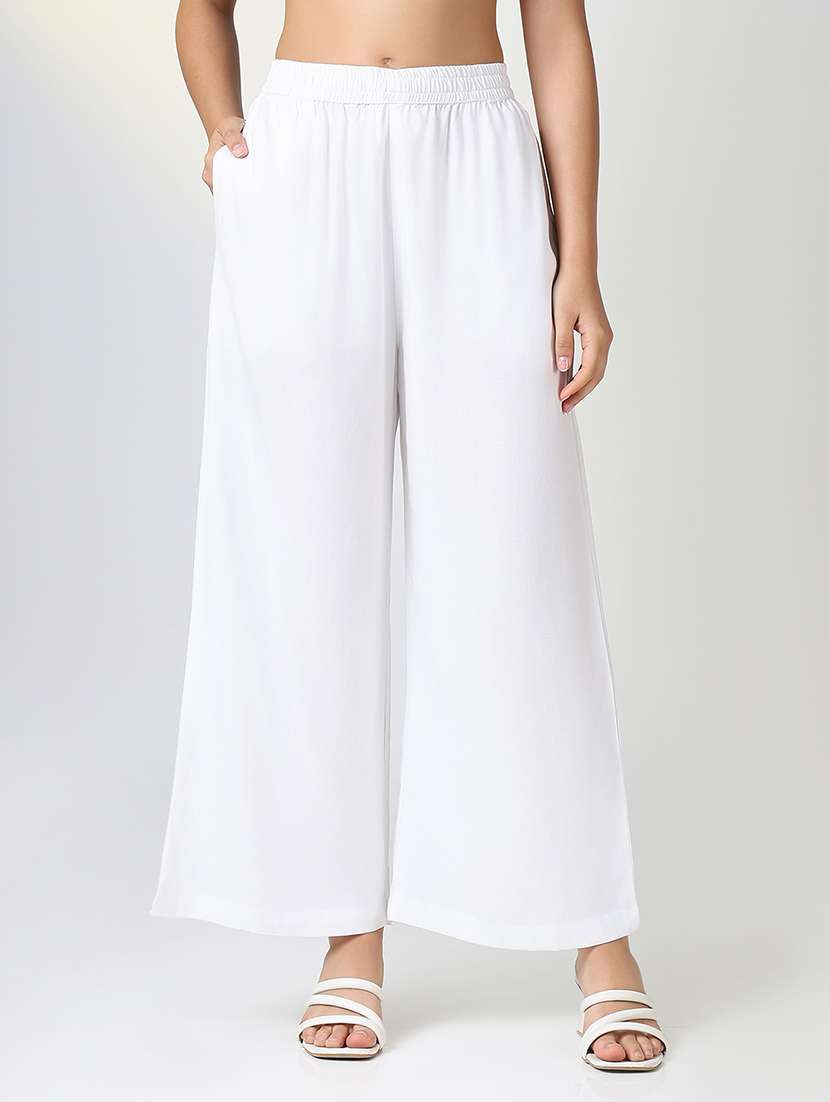 women solid mid rise palazzo - 21720820 -  Zoom Image - 0