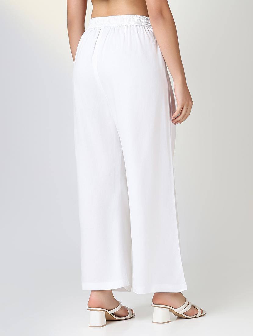 women solid mid rise palazzo - 21720820 - Standard Image - 2