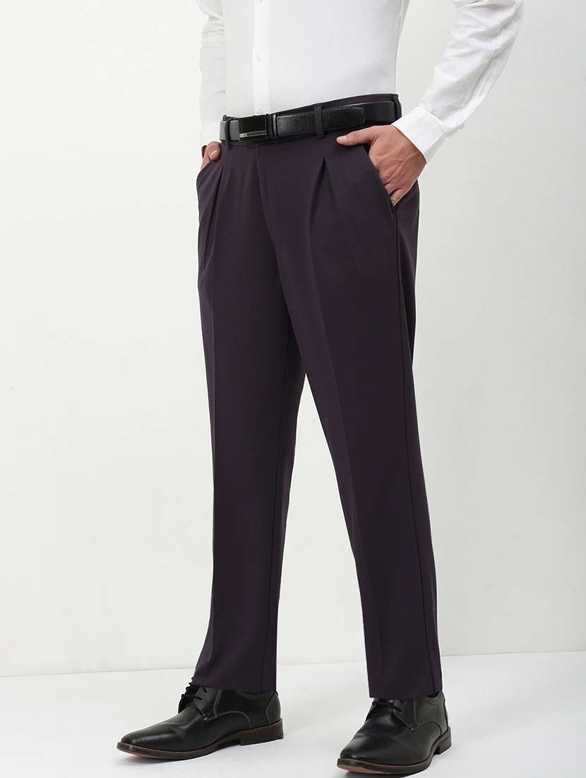 men mid rise solid pleated formal trouser - 21720892 -  Standard Image - 2