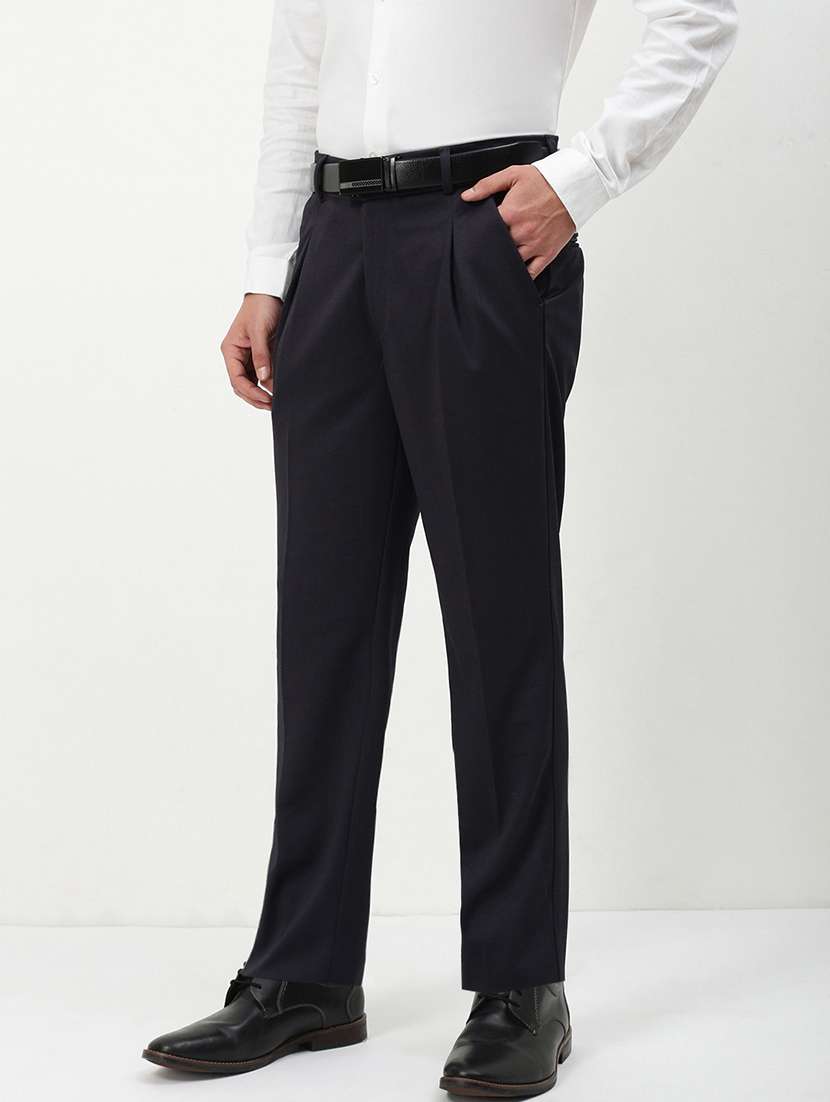 men mid rise solid pleated formal trouser - 21720896 -  Standard Image - 2