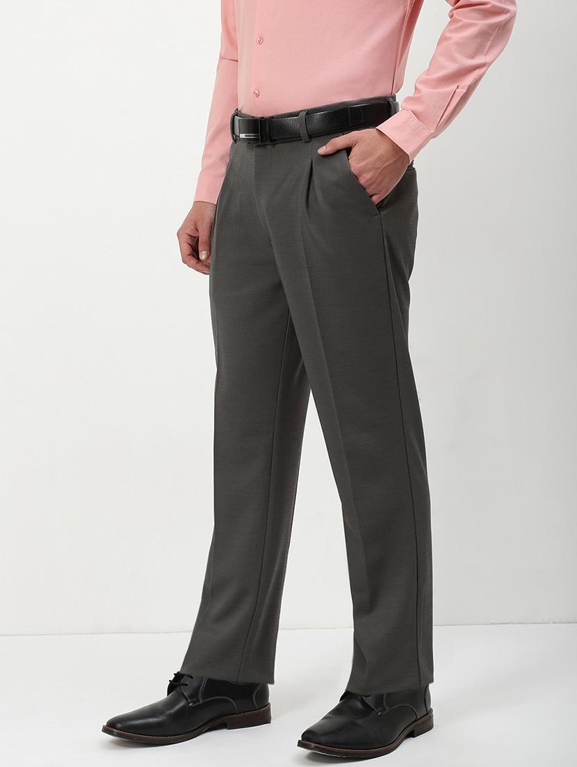 men mid rise solid pleated formal trouser - 21720897 - Standard Image - 2