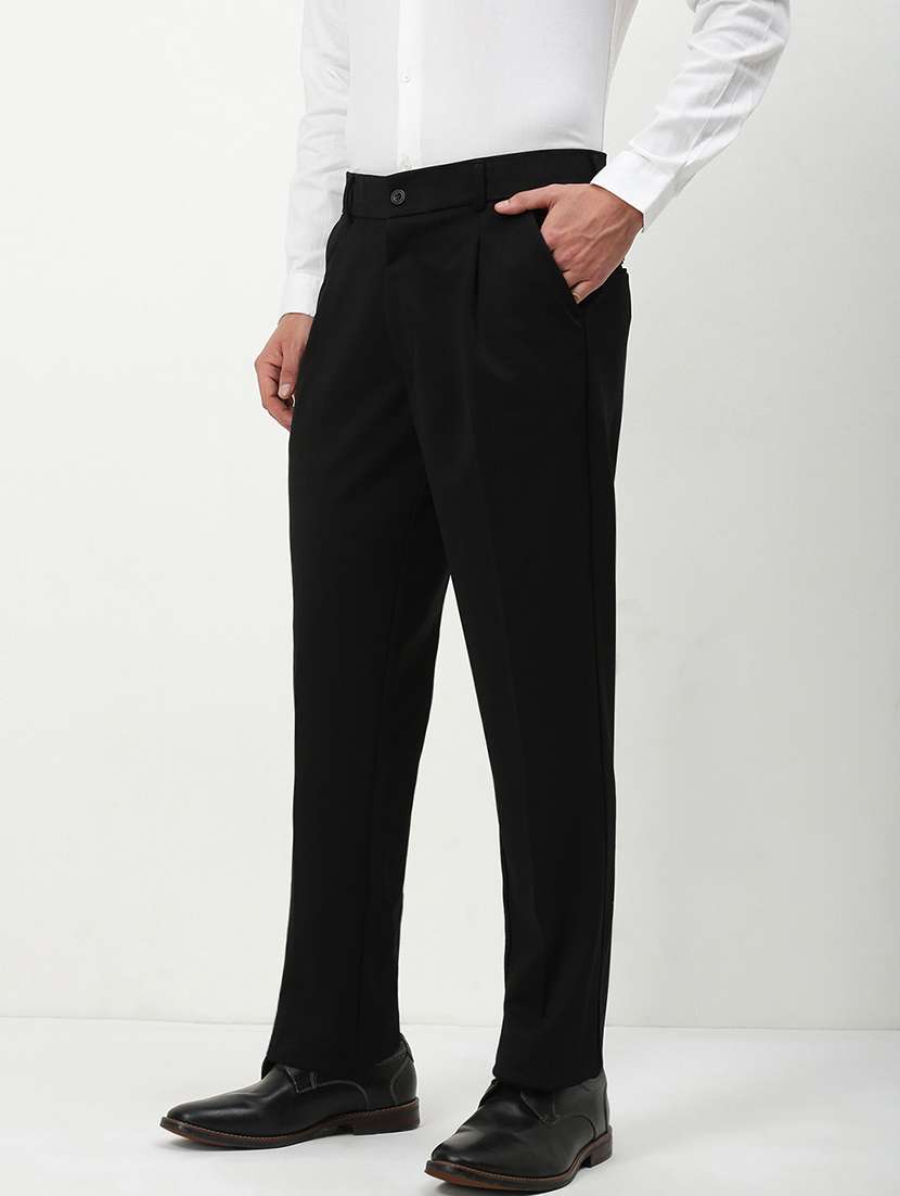 men mid rise solid pleated formal trouser - 21720898 -  Standard Image - 2