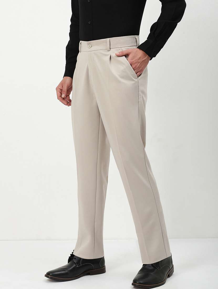 men mid rise solid pleated formal trouser - 21720902 -  Standard Image - 2