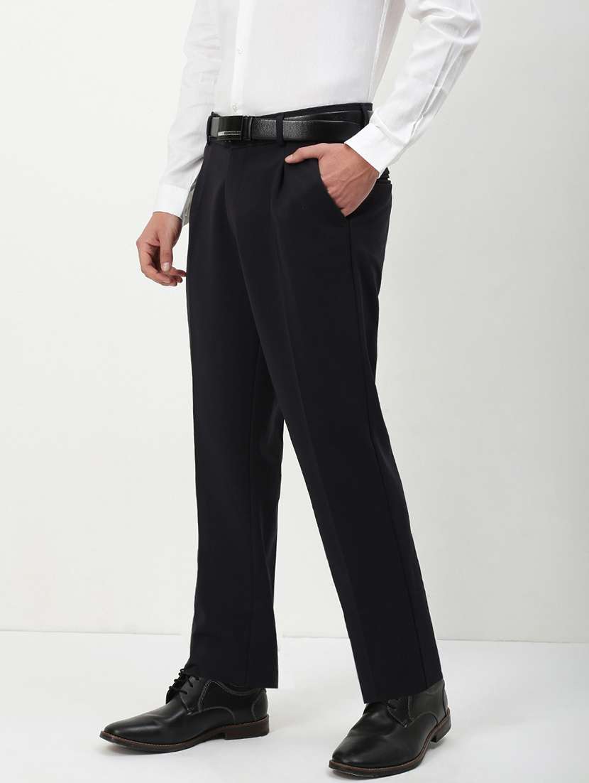 men mid rise solid pleated formal trouser - 21720903 -  Standard Image - 2