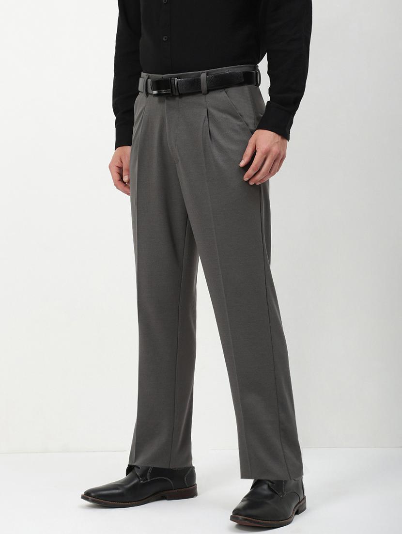 men mid rise solid pleated formal trouser - 21720906 - Standard Image - 2