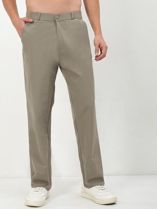 men low rise solid flat front casual trouser - 21720908 - Standard Image - 0