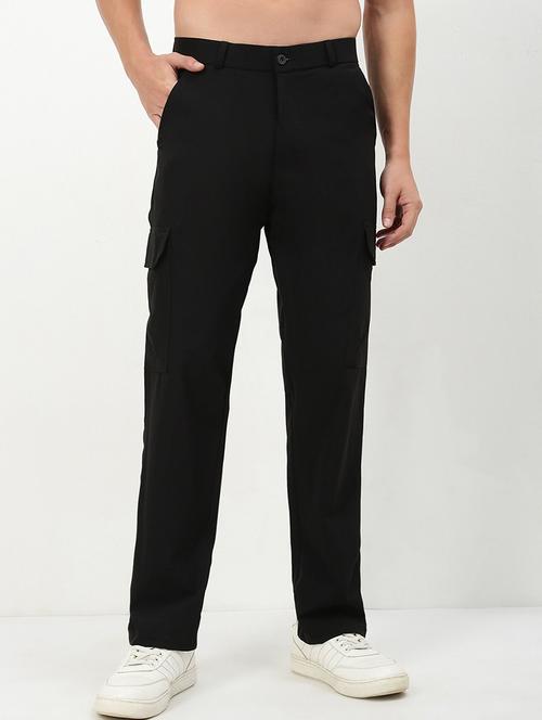 men low rise solid flat front casual trouser - 21720909 -  Standard Image - 0