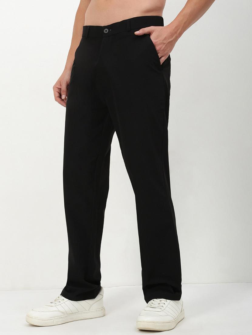 men low rise solid flat front casual trouser - 21720910 - Standard Image - 2