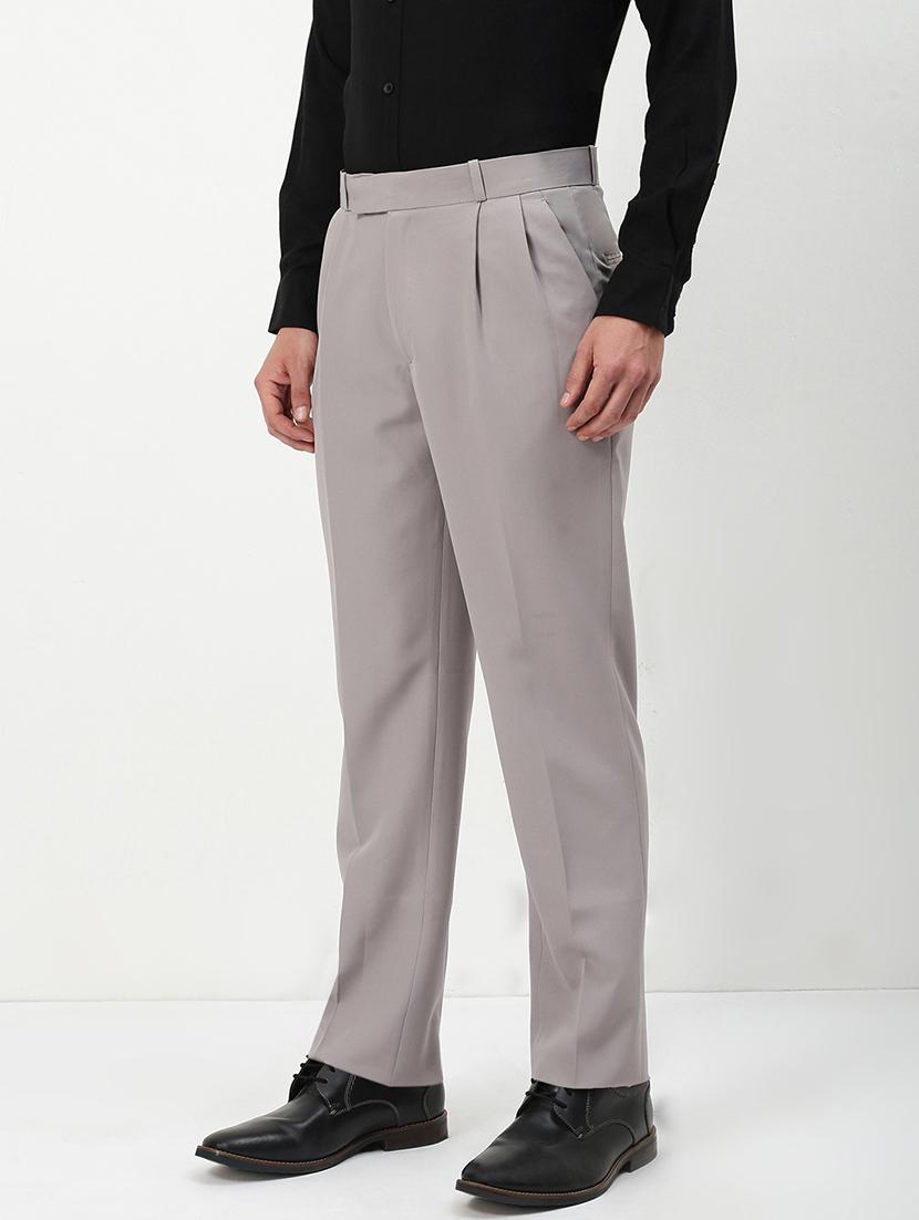men mid rise solid pleated formal trouser - 21720913 - Standard Image - 2