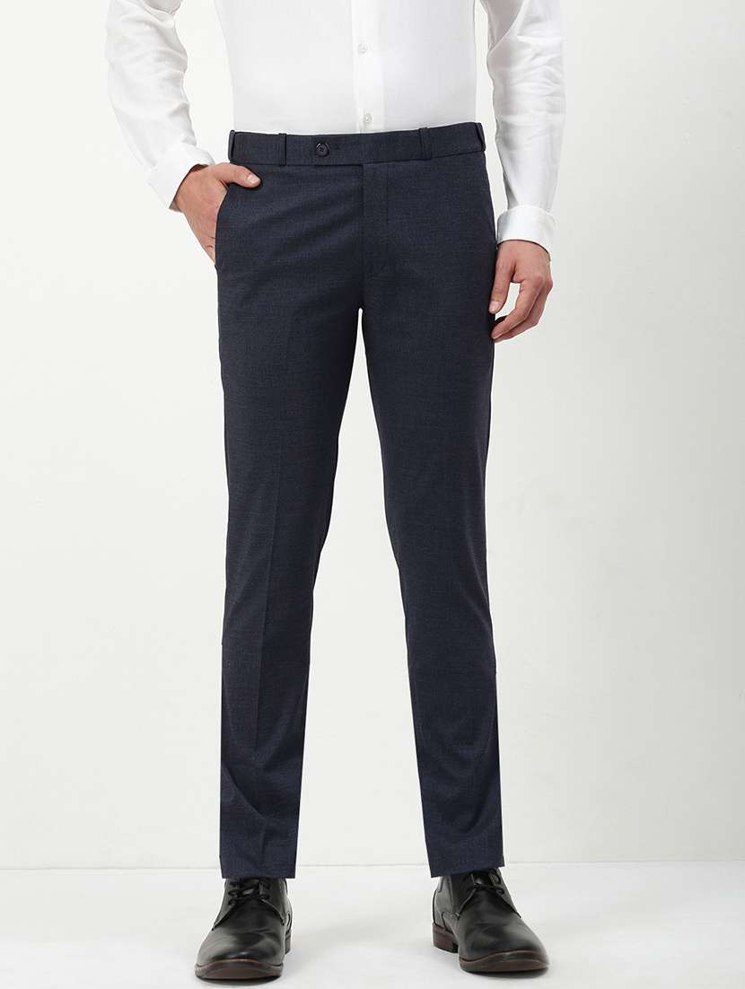 men mid rise solid flat front formal trouser