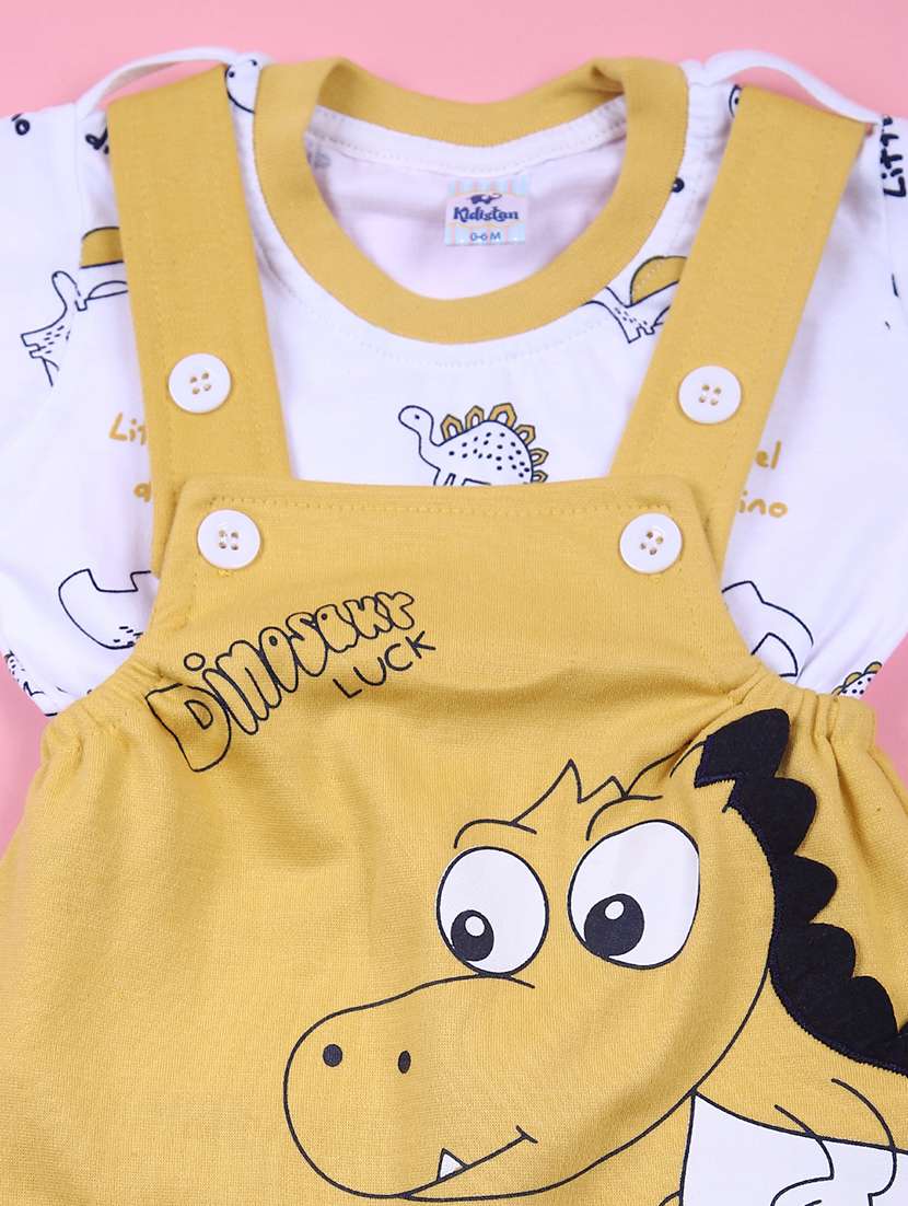 boys printed t-shirt & dungree casual wear sets - 21720985 - Standard Image - 2