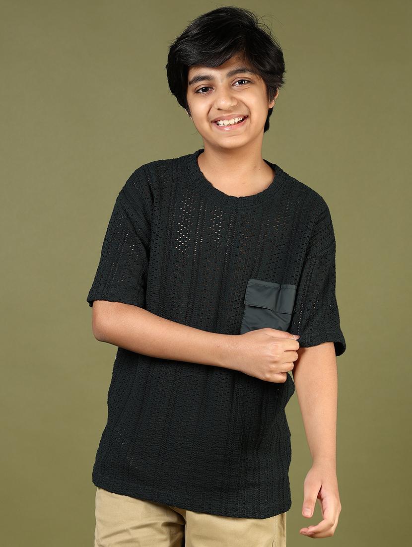 boys bottle green self design short sleeve t-shirt - 21721010 - Standard Image - 2