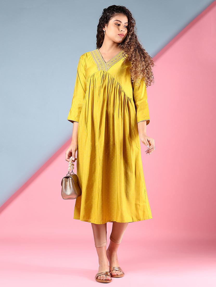 women embroidered a-line ethnic dress