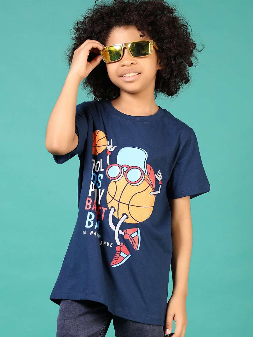 boys navy blue graphic short sleeve t-shirt
