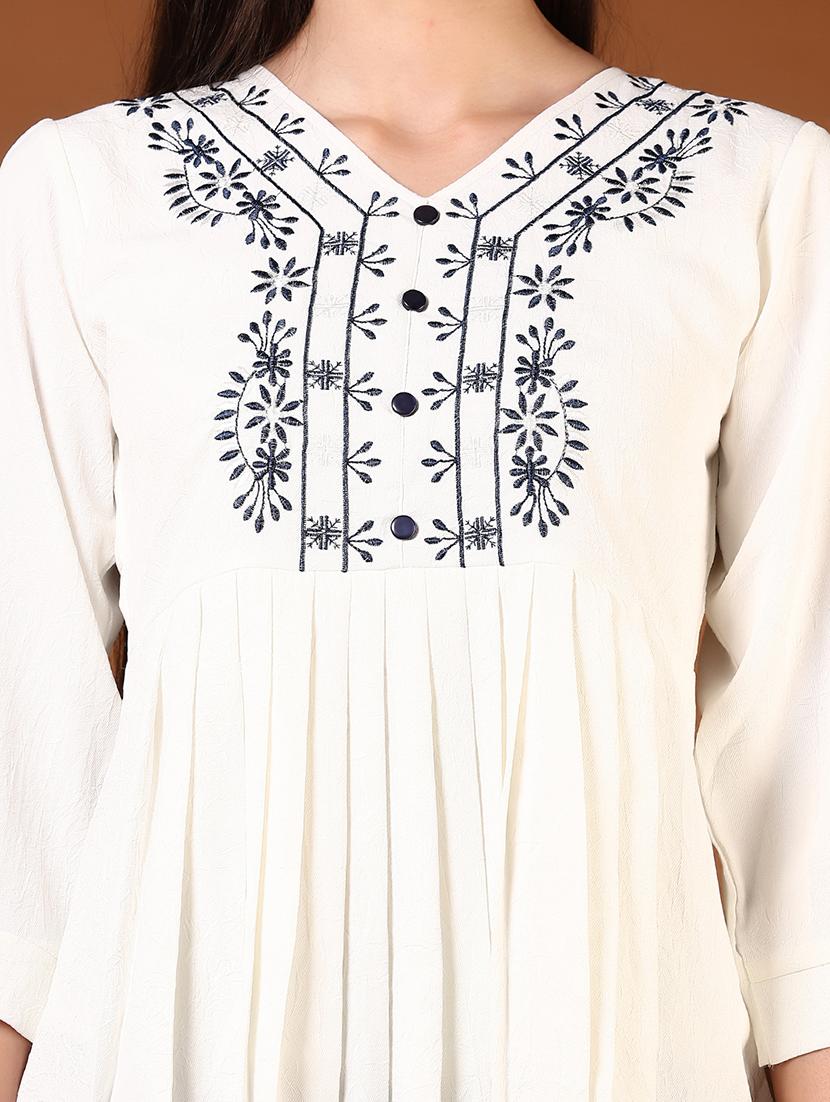 women white embroidered puff sleeve flared top - 21721042 - Standard Image - 2