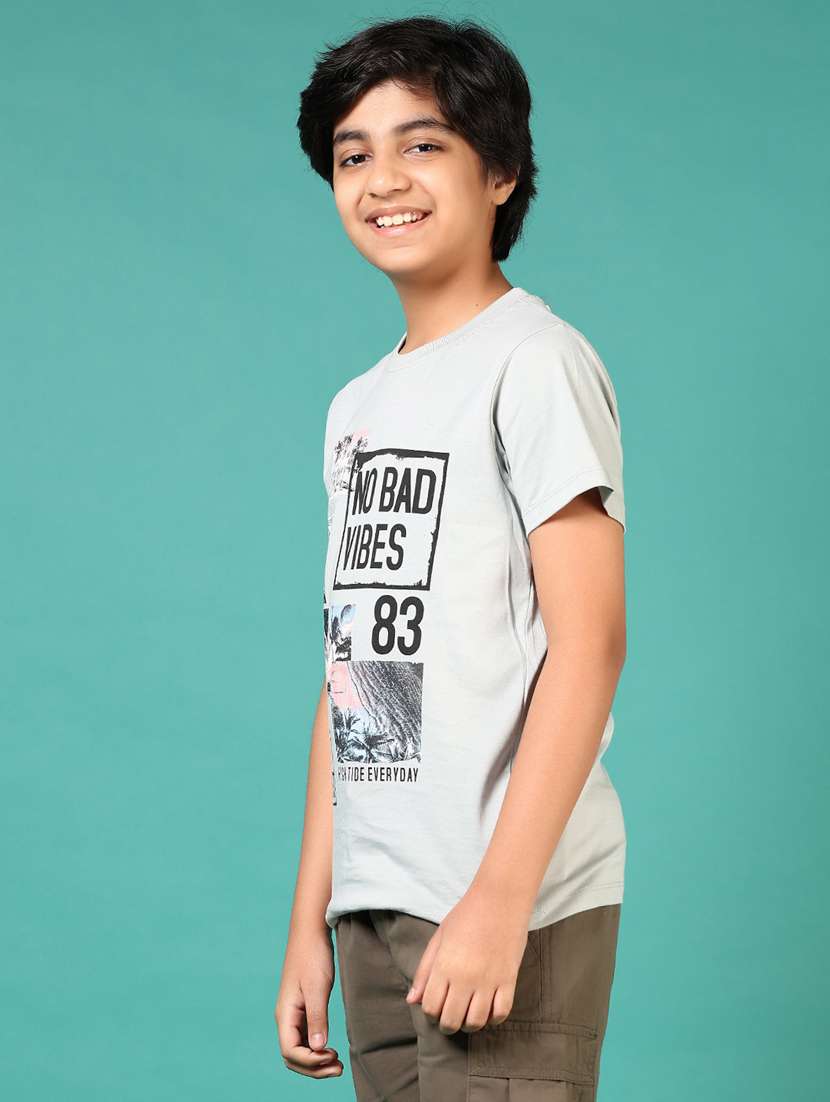 boys grey front print short sleeve t-shirt - 21721082 - Standard Image - 2