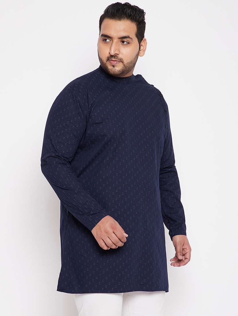 men overlap neck printed long kurta - 21721345 -  Standard Image - 2
