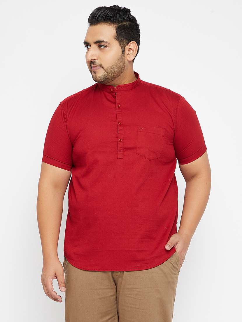 men mandarin neck solid short kurta - 21721350 - Zoom Image - 0