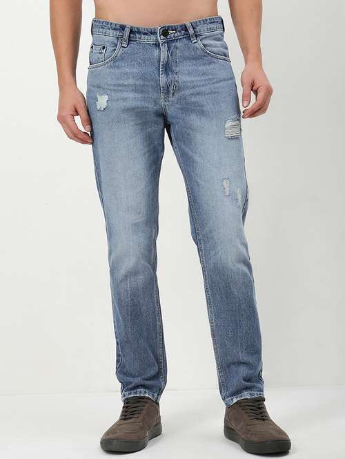 men low rise distressed denim jeans - 21721352 -  Standard Image - 0