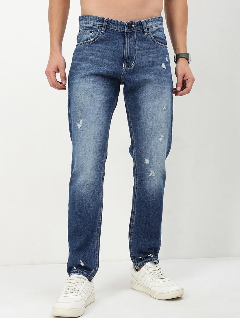 men low rise distressed denim jeans