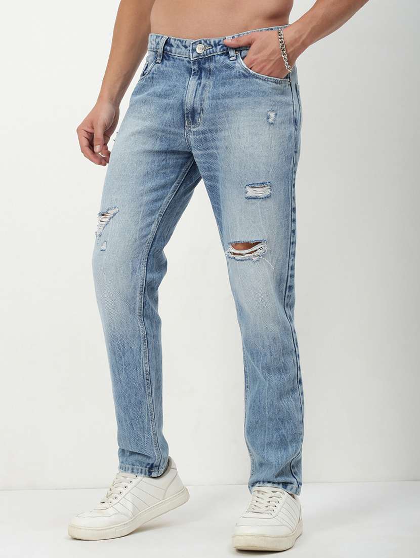 men low rise distressed denim jeans - 21721356 - Standard Image - 2