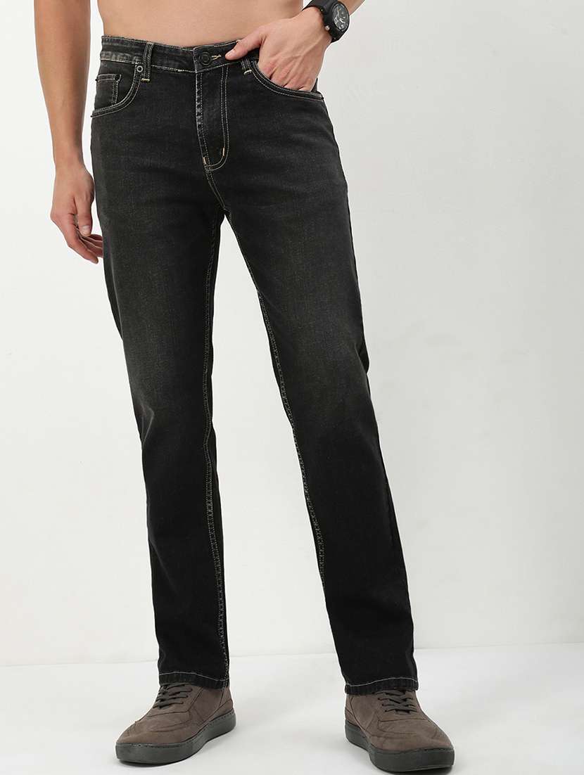 men low rise washed denim jeans