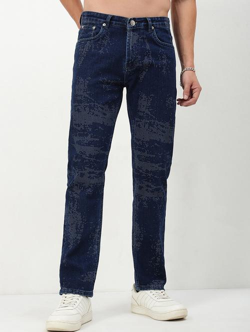 men low rise printed denim jeans - 21721364 -  Standard Image - 0