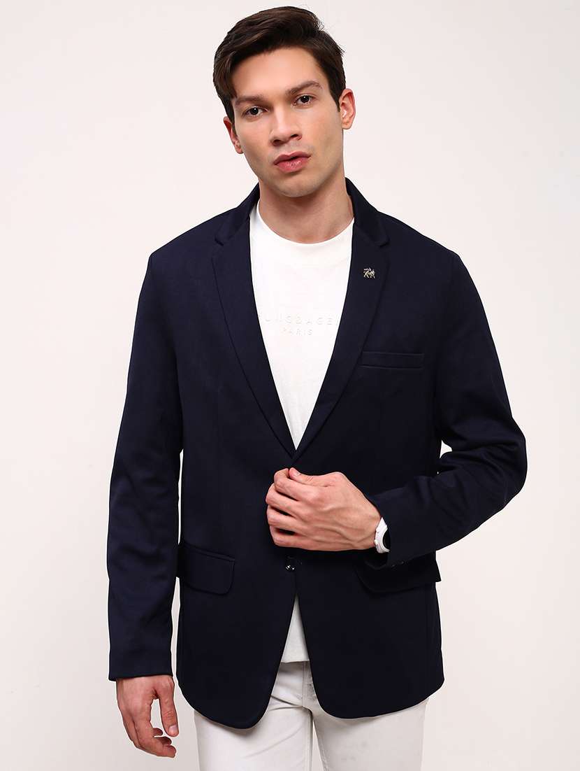 men's solid single-breasted blazer