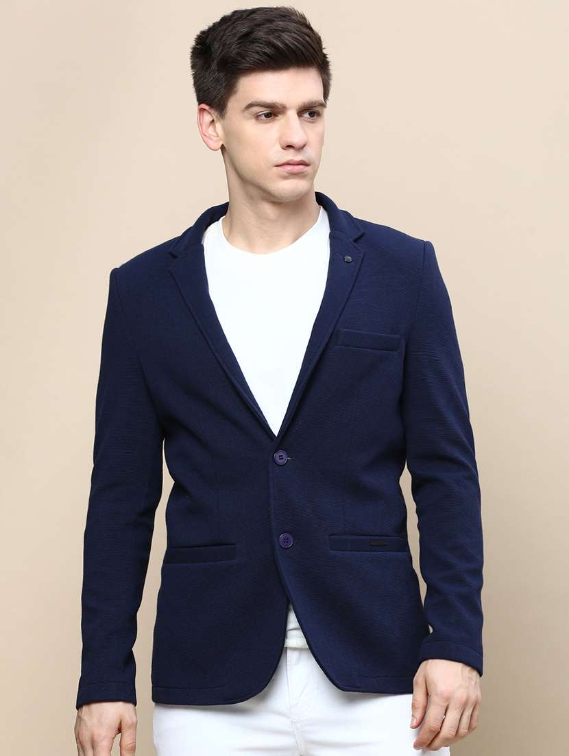men's solid single-breasted blazer