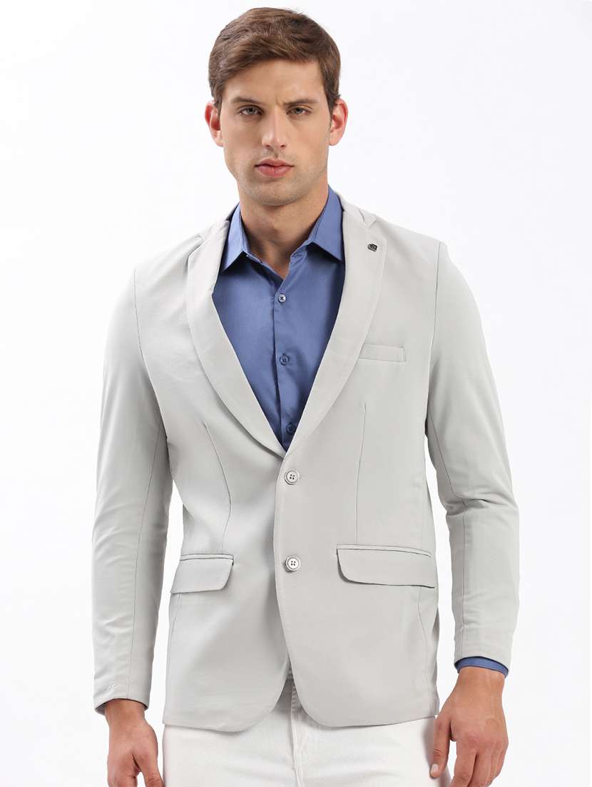 men's solid single-breasted blazer